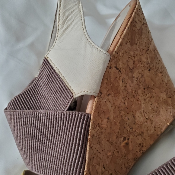 Reaction Kenneth Cole sole less stretchy cork platform wedge sandals heels 9 M - Picture 6 of 15